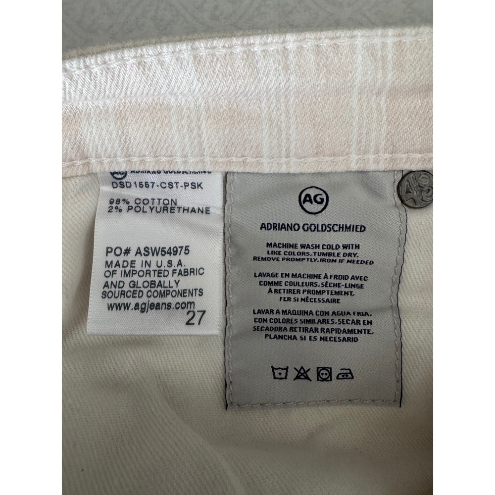 AG jeans Adriano Goldschmied The‎ Prima Crop Jeans Pink Stripe Mid Rise Size 27 - Picture 10 of 11
